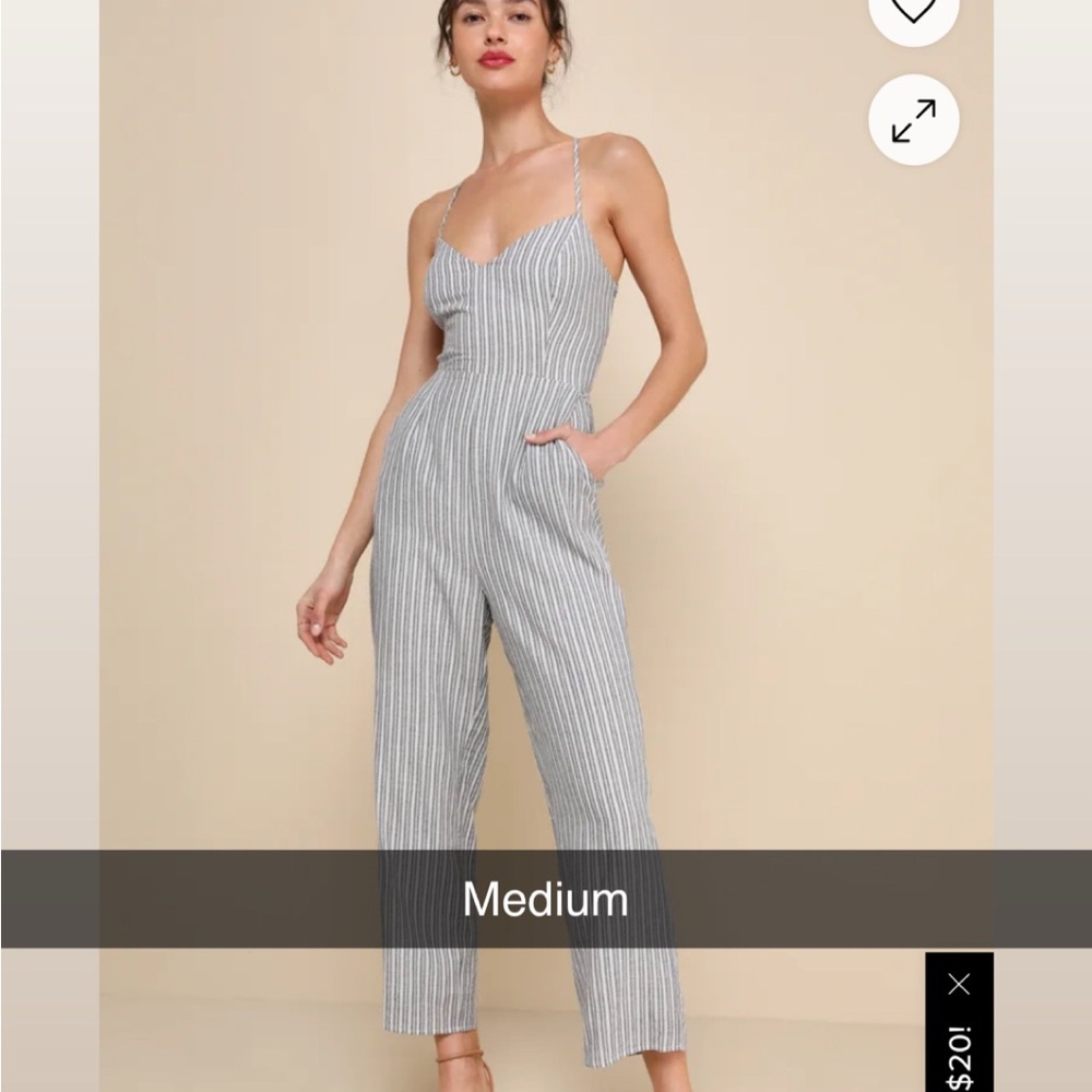 Lulus Striped Gray Jumpsuit